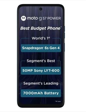 41MhJ9QlkrL Motorola G57 Power 5G (Corsair, 8GB RAM, 128GB Storage) | Snapdragon 6s Gen 4 Processor | 6.72" FHD+ Display | 50MP LYT-600 + 8MP Ultrawide | 8MP Selfie Camera | 7000mAh Battery, 33W TurboPower | IP64