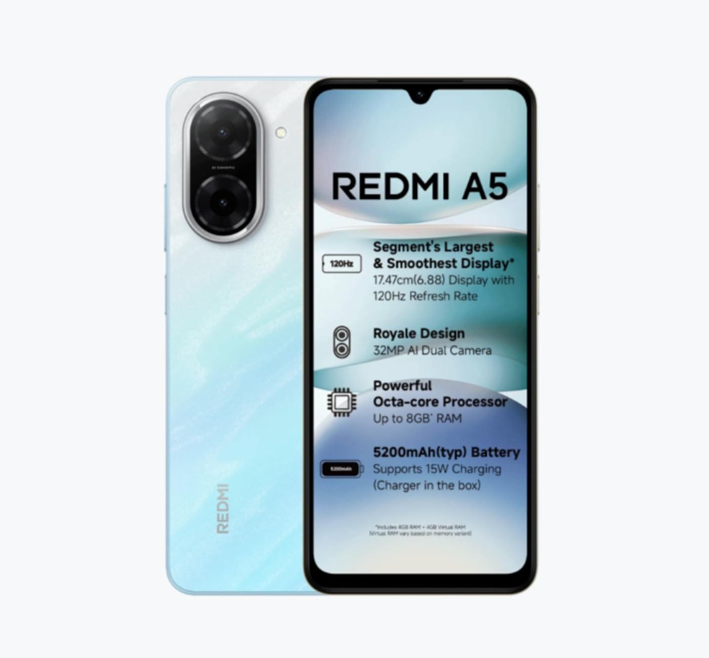 Redmi A5 5G Pondicherry Blue (4GB RAM 128GB Storage)
